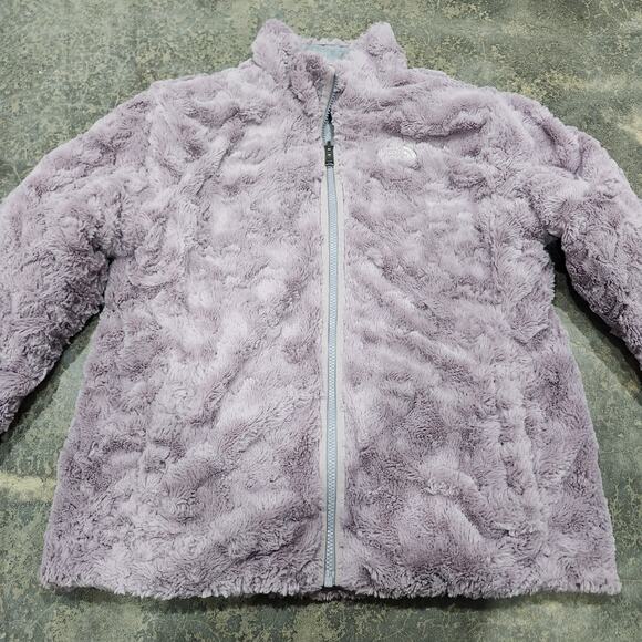 North Face Girls Mossbud Swirl Puffer Reversible Jacket XL (18) Gray Purple - Picture 10 of 12